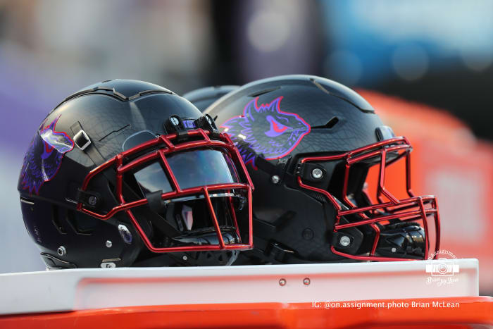 TCU Blood Red alternate helmets